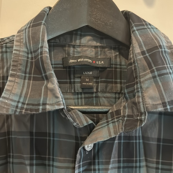 plaid john varvatos collared shirt sz M - Picture 2 of 3